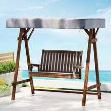 Load image into Gallery viewer, Gardeon Outdoor Wooden Swing Chair Garden Bench Canopy Cushion 2 Seater Charcoal
