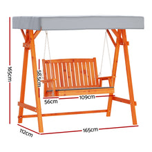 Load image into Gallery viewer, Gardeon Swing Chair Wooden Garden Bench Canopy 2 Seater Outdoor Furniture
