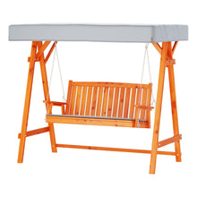 Load image into Gallery viewer, Gardeon Outdoor Wooden Swing Chair Garden Bench Canopy Cushion 3 Seater Teak
