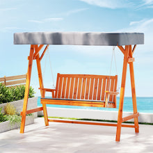 Load image into Gallery viewer, Gardeon Outdoor Wooden Swing Chair Garden Bench Canopy Cushion 3 Seater Teak
