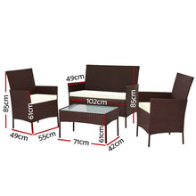 Load image into Gallery viewer, Gardeon 4-piece Wicker Outdoor Set - Brown
