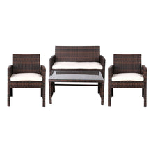 Load image into Gallery viewer, Gardeon 4 PCS Outdoor Lounge Setting Wicker Sofa Set Garden Furniture Brown
