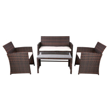 Load image into Gallery viewer, Gardeon 4 PCS Outdoor Lounge Setting Wicker Sofa Set Garden Furniture Brown
