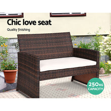 Load image into Gallery viewer, Gardeon 4 PCS Outdoor Lounge Setting Wicker Sofa Set Garden Furniture Brown

