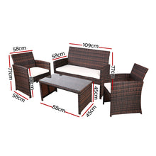 Load image into Gallery viewer, Gardeon 4 PCS Outdoor Lounge Setting Wicker Sofa Set Brown Storage Cover
