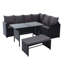 Load image into Gallery viewer, Gardeon Outdoor Dining Set Sofa Lounge Setting Chairs Table Bench Black Cover
