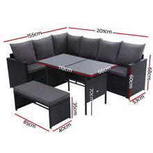 Load image into Gallery viewer, Gardeon Outdoor Dining Set Sofa Lounge Setting Chairs Table Bench Black Cover

