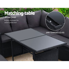 Load image into Gallery viewer, Gardeon Outdoor Dining Set Sofa Lounge Setting Chairs Table Bench Black Cover
