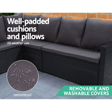 Load image into Gallery viewer, Gardeon Outdoor Dining Set Sofa Lounge Setting Chairs Table Bench Black Cover
