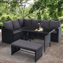 Load image into Gallery viewer, Gardeon Outdoor Dining Set Sofa Lounge Setting Chairs Table Bench Black Cover
