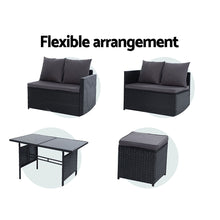 Load image into Gallery viewer, Gardeon Outdoor Furniture Dining Setting Sofa Set Lounge Wicker 9 Seater Black

