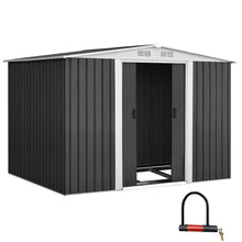 Load image into Gallery viewer, Giantz Garden Shed 2.58x2.07M w/Metal Base Sheds Outdoor Storage Double Door Tool
