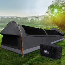 Load image into Gallery viewer, Weisshorn Double Swag Camping Swags Canvas Tent Deluxe Dark Grey Large Bag
