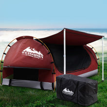 Load image into Gallery viewer, Weisshorn Double Swag Camping Swags Canvas Free Standing Dome Tent Red with 7CM Mattress
