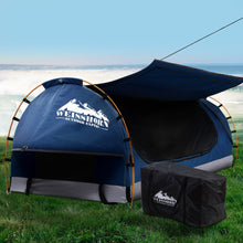 Load image into Gallery viewer, Weisshorn Swag King Single Camping Swags Canvas Free Standing Dome Tent Dark Blue with 7CM Mattress
