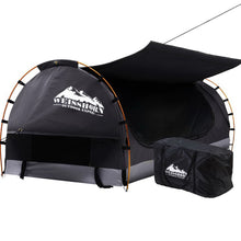 Load image into Gallery viewer, Weisshorn Swag King Single Camping Swags Canvas Free Standing Dome Tent Dark Grey with 7CM Mattress
