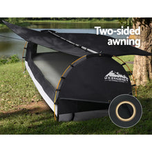 Load image into Gallery viewer, Weisshorn Swag King Single Camping Swags Canvas Free Standing Dome Tent Dark Grey with 7CM Mattress
