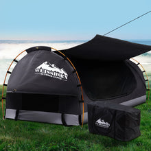 Load image into Gallery viewer, Weisshorn Swag King Single Camping Swags Canvas Free Standing Dome Tent Dark Grey with 7CM Mattress
