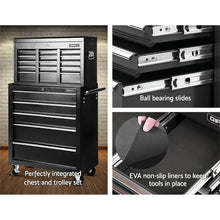 Load image into Gallery viewer, Giantz 14 Drawer Tool Box Cabinet Chest Mechanic Garage Storage Trolley Black
