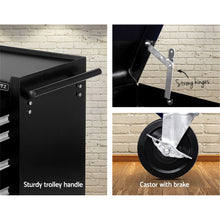 Load image into Gallery viewer, Giantz 14 Drawer Tool Box Cabinet Chest Mechanic Garage Storage Trolley Black
