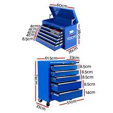 Load image into Gallery viewer, Giantz 14 Drawer Tool Box Cabinet Chest Mechanic Garage Storage Trolley Blue
