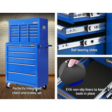 Load image into Gallery viewer, Giantz 14 Drawer Tool Box Cabinet Chest Mechanic Garage Storage Trolley Blue

