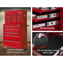 Load image into Gallery viewer, Giantz 14 Drawer Tool Box Cabinet Chest Mechanic Garage Storage Trolley Red
