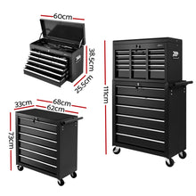Load image into Gallery viewer, Giantz 15 Drawer Tool Box Cabinet Chest Trolley Toolbox Garage Storage Box

