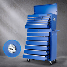 Load image into Gallery viewer, Giantz 15 Drawers Tool Box Chest Trolley Cabinet Garage Storage Boxes Organizer Blue
