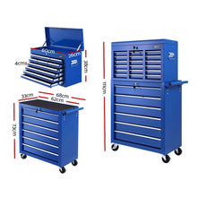 Load image into Gallery viewer, Giantz Tool Box Chest Trolley 16 Drawers Cabinet Cart Garage Toolbox Blue
