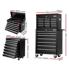 Load image into Gallery viewer, Giantz 16 Drawer Tool Box Cabinet Chest Trolley Toolbox Garage Storage Black
