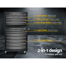 Load image into Gallery viewer, Giantz 16 Drawer Tool Box Cabinet Chest Trolley Toolbox Garage Storage Black
