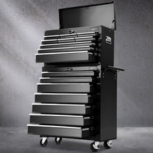 Load image into Gallery viewer, Giantz 16 Drawer Tool Box Cabinet Chest Trolley Toolbox Garage Storage Black
