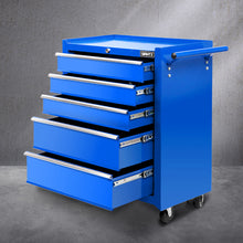 Load image into Gallery viewer, Giantz 5 Drawer Tool Box Cabinet Chest Trolley Box Garage Storage Toolbox Blue
