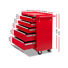Load image into Gallery viewer, Giantz 5 Drawer Tool Box Cabinet Chest Trolley Box Garage Storage Toolbox Red
