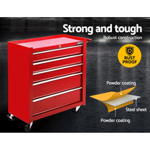 Load image into Gallery viewer, Giantz 5 Drawer Tool Box Cabinet Chest Trolley Box Garage Storage Toolbox Red
