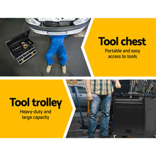 Load image into Gallery viewer, Giantz 7 Drawer Tool Box Cabinet Chest Trolley Toolbox Garage Storage Black

