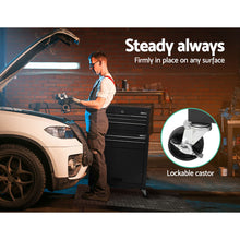Load image into Gallery viewer, Giantz 7 Drawer Tool Box Cabinet Chest Trolley Toolbox Garage Storage Black
