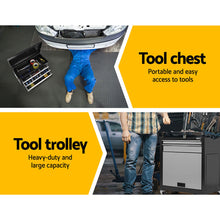 Load image into Gallery viewer, Giantz 7 Drawer Tool Box Cabinet Chest Trolley Toolbox Garage Storage Grey
