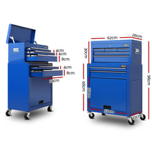 Load image into Gallery viewer, Giantz 7 Drawer Tool Box Cabinet Chest Trolley Toolbox Garage Storage Blue
