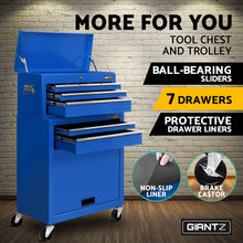 Load image into Gallery viewer, Giantz 7 Drawer Tool Box Cabinet Chest Trolley Toolbox Garage Storage Blue

