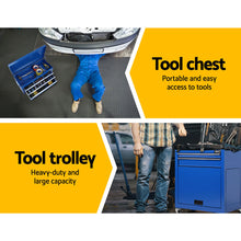 Load image into Gallery viewer, Giantz 7 Drawer Tool Box Cabinet Chest Trolley Toolbox Garage Storage Blue
