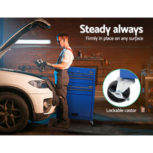 Load image into Gallery viewer, Giantz 7 Drawer Tool Box Cabinet Chest Trolley Toolbox Garage Storage Blue
