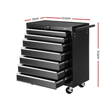 Load image into Gallery viewer, Giantz 7 Drawer Tool Box Cabinet Chest Trolley Storage Garage Toolbox Black
