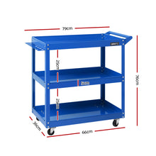 Load image into Gallery viewer, Giantz 3-Tier Tool Cart Trolley Workshop Garage Storage Organizer Blue
