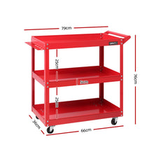 Load image into Gallery viewer, Giantz 3-Tier Tool Cart Trolley Workshop Garage Storage Organizer Red
