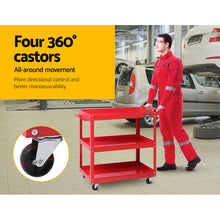 Load image into Gallery viewer, Giantz 3-Tier Tool Cart Trolley Workshop Garage Storage Organizer Red
