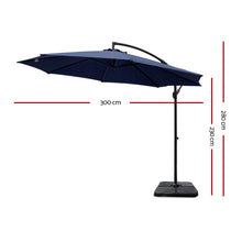 Load image into Gallery viewer, Instahut 3m Umbrella w/Base Outdoor Cantilever Beach Garden Patio Parasol Navy

