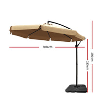 Load image into Gallery viewer, Instahut 3m Outdoor Umbrella w/Base Cantilever Garden Beach Patio Beige
