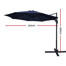 Load image into Gallery viewer, Instahut Outdoor Umbrella 3M Roma Cantilever Beach Furniture Garden 360 Degree Navy
